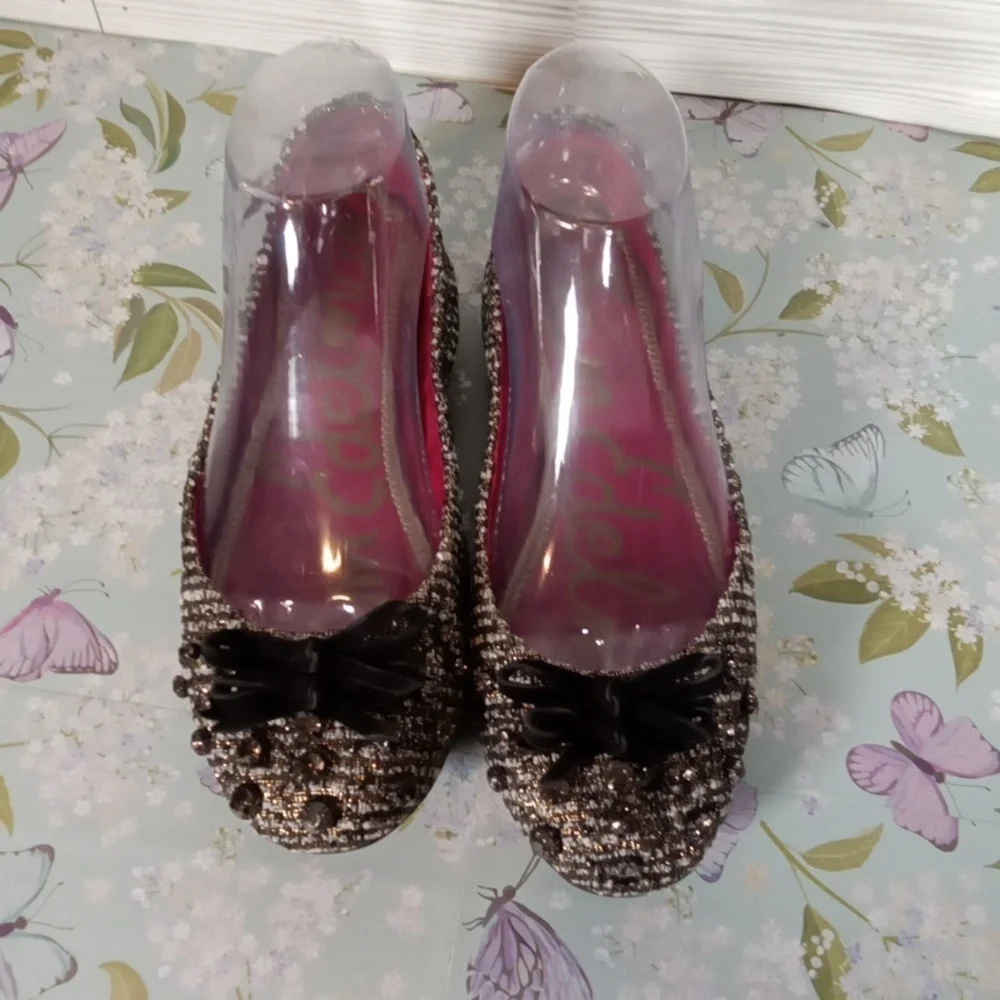 Sam Edelman Metallic Jewels Bow Balletcore Slip On Womens Shoes Size 7.5